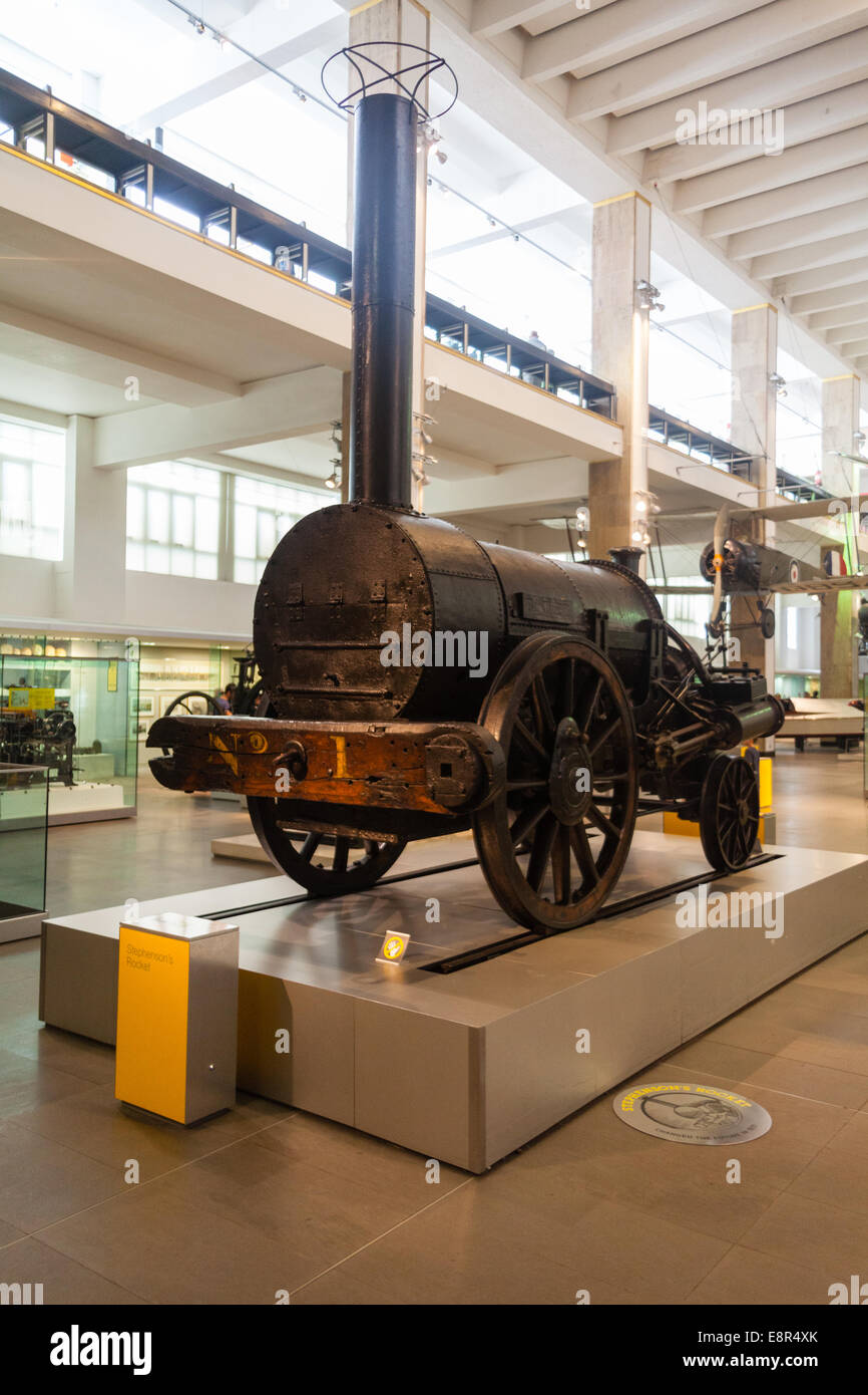 Replica of Stephenson’s Rocket steam engine. The Science Museum