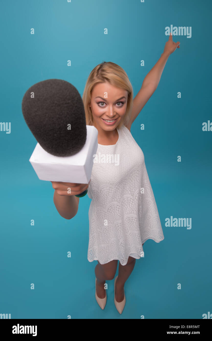 Very beautiful TV presenter Stock Photo Alamy