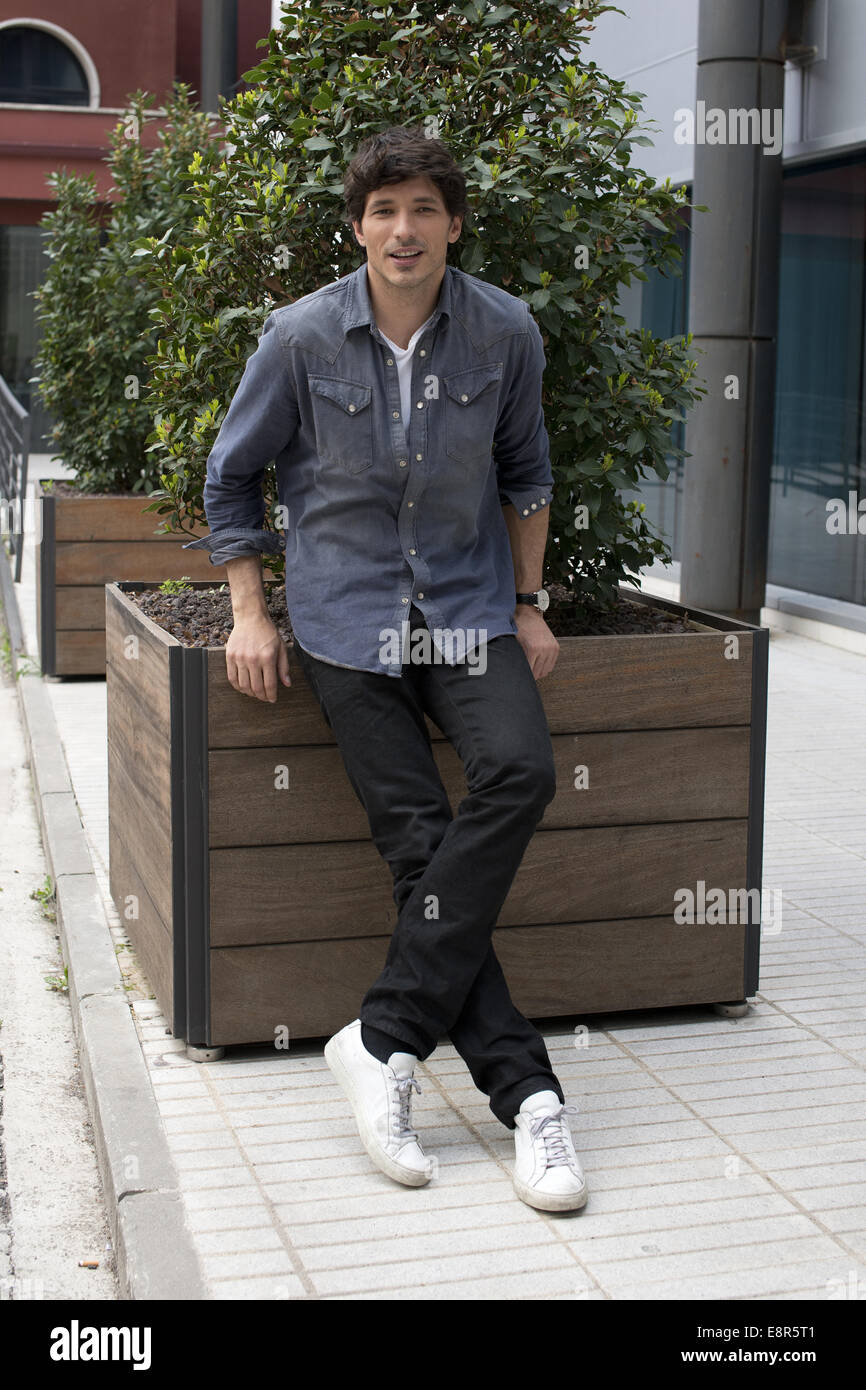 Spanish model Andres Velencoso promotes 'B&B' television serial at the Mediaset building on April 10, 2014 in Madrid, Spain.  Featuring: Andres Velencoso Where: Madrid, Spain When: 10 Apr 2014 Stock Photo