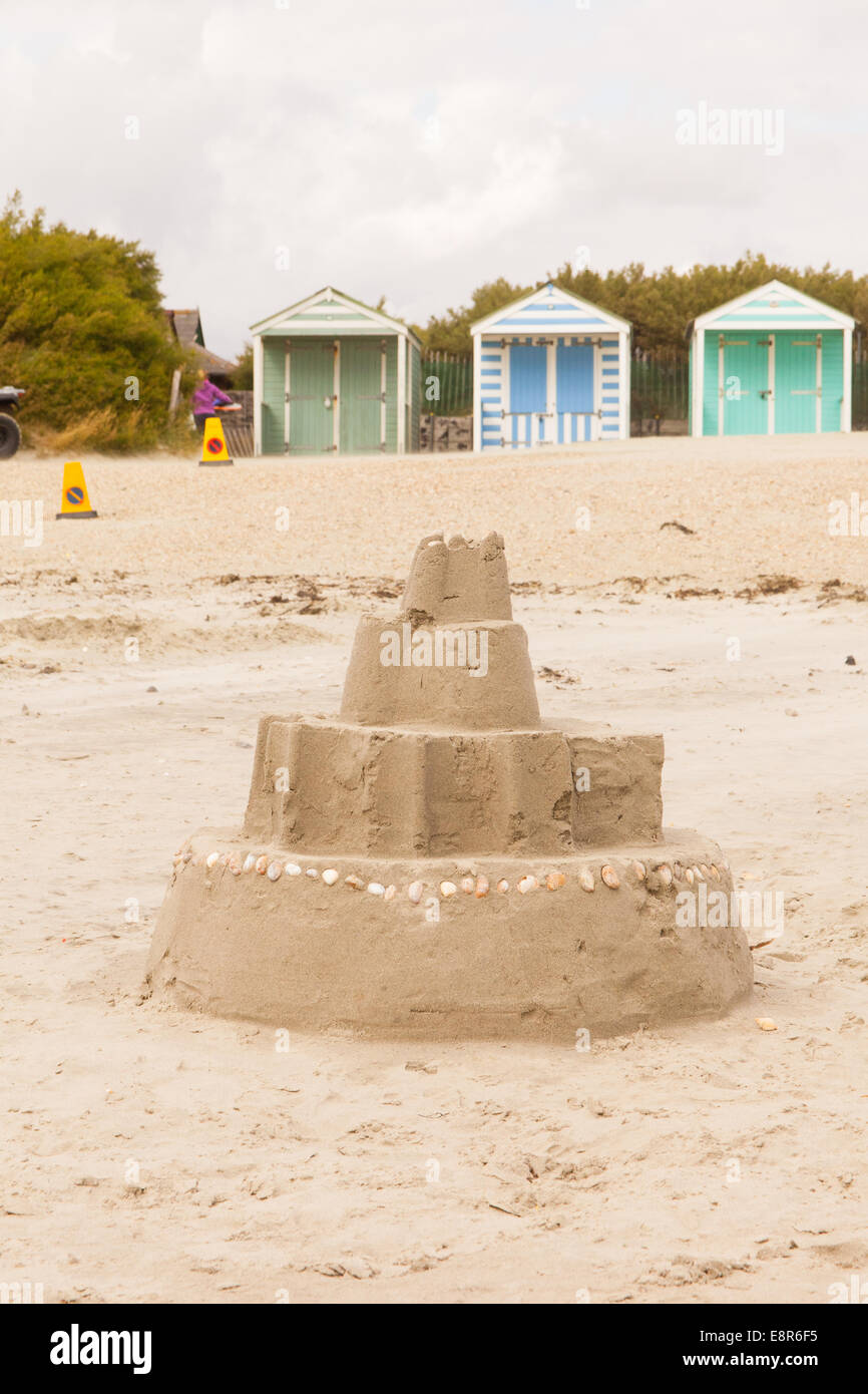 Sandcastle on West Wittering Beach, West Sussex England, United Kingdom. Stock Photo