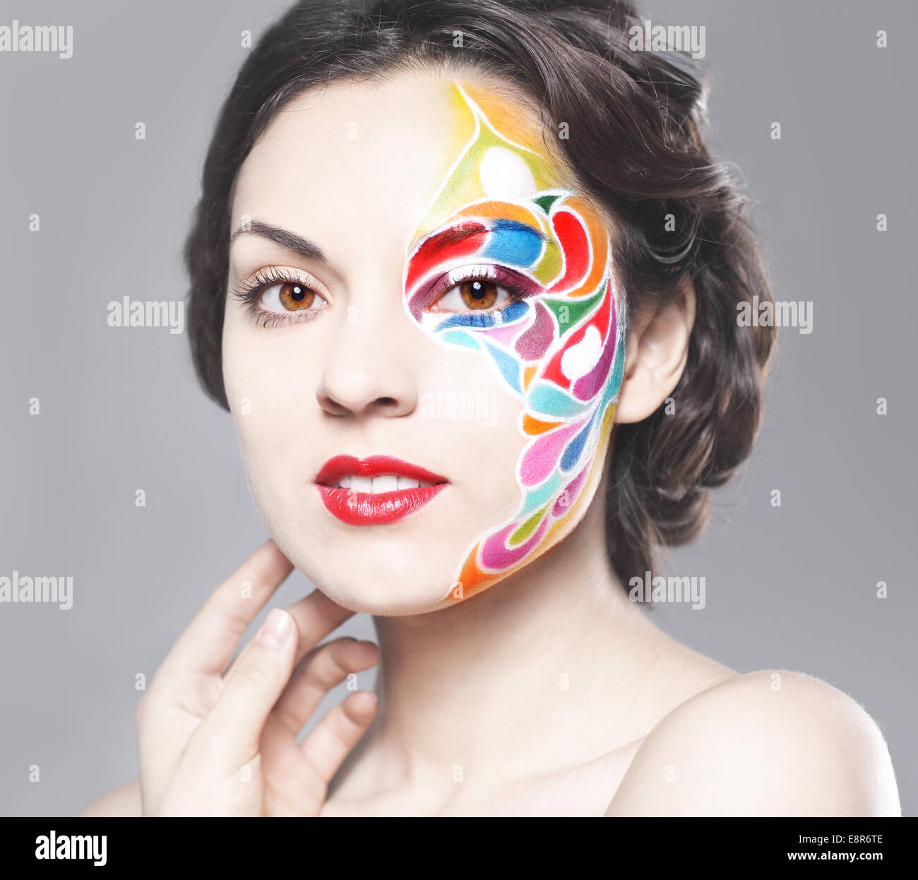 Portrait of a beautiful young model with bright make up Stock Photo - Alamy