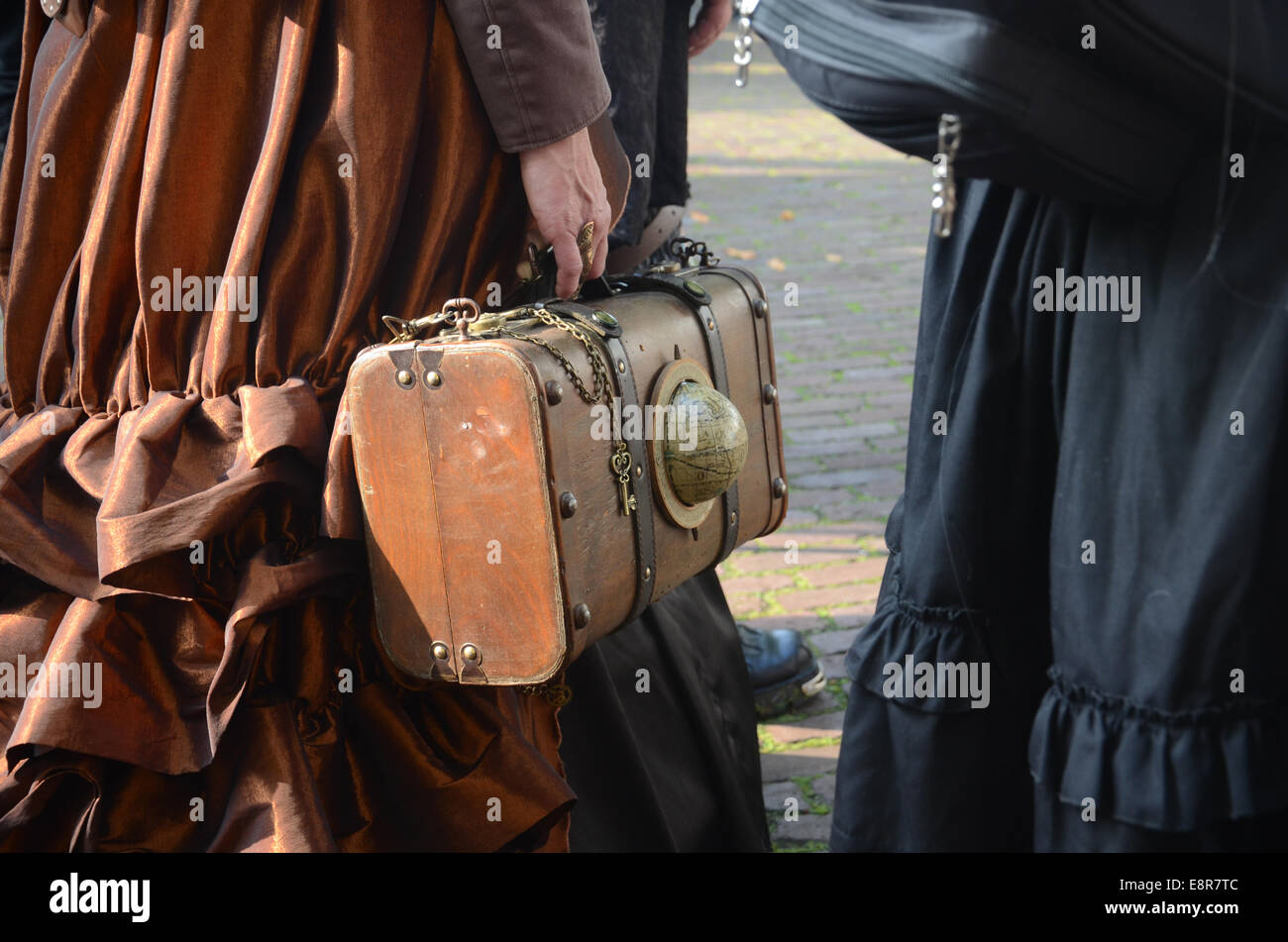 steampunk suitcase at 2014 Fantasy Fair Arcen Netherlands Stock Photo