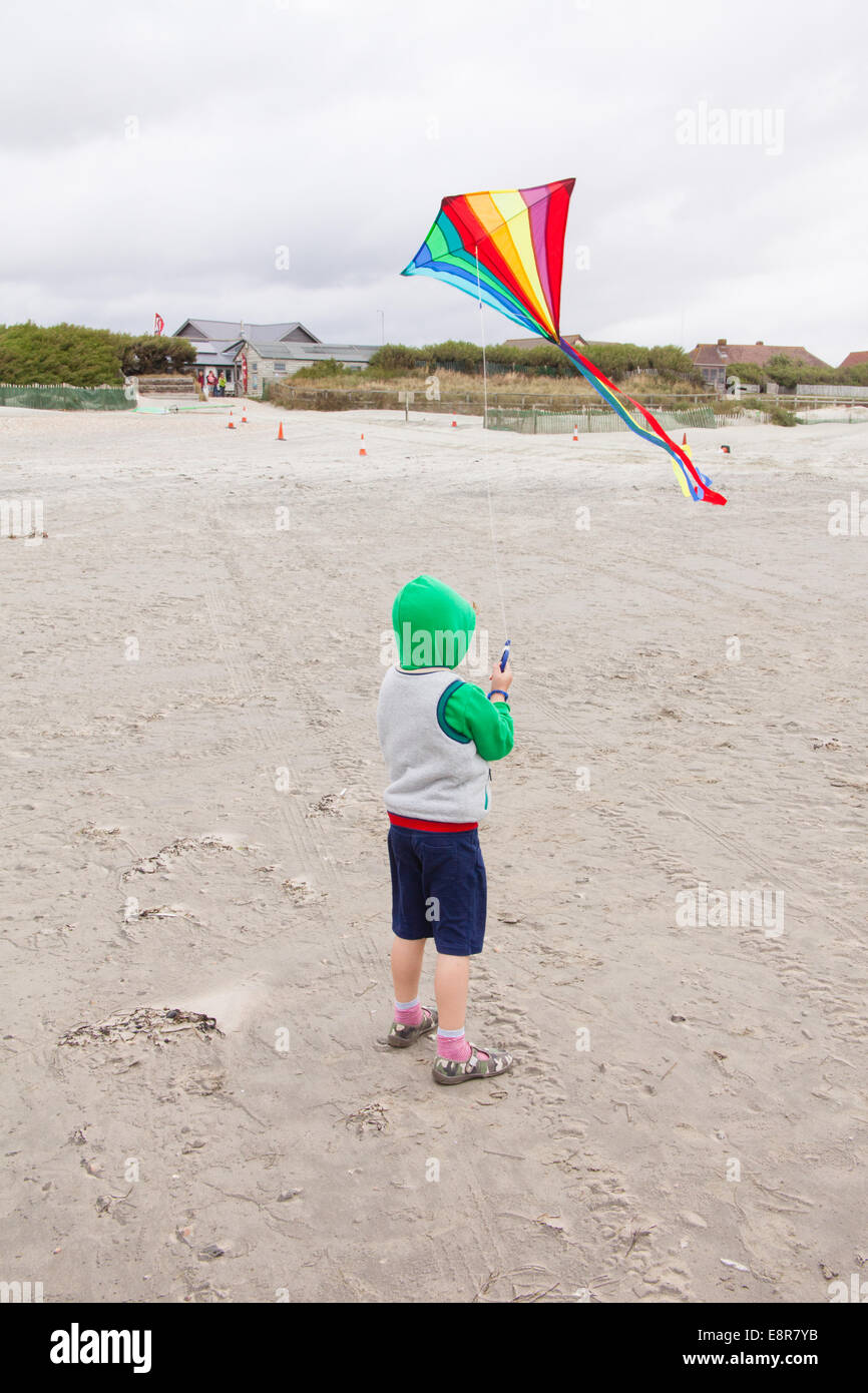 Kite flying on West Wittering beach, West Sussex, England, United Kingdom. Stock Photo