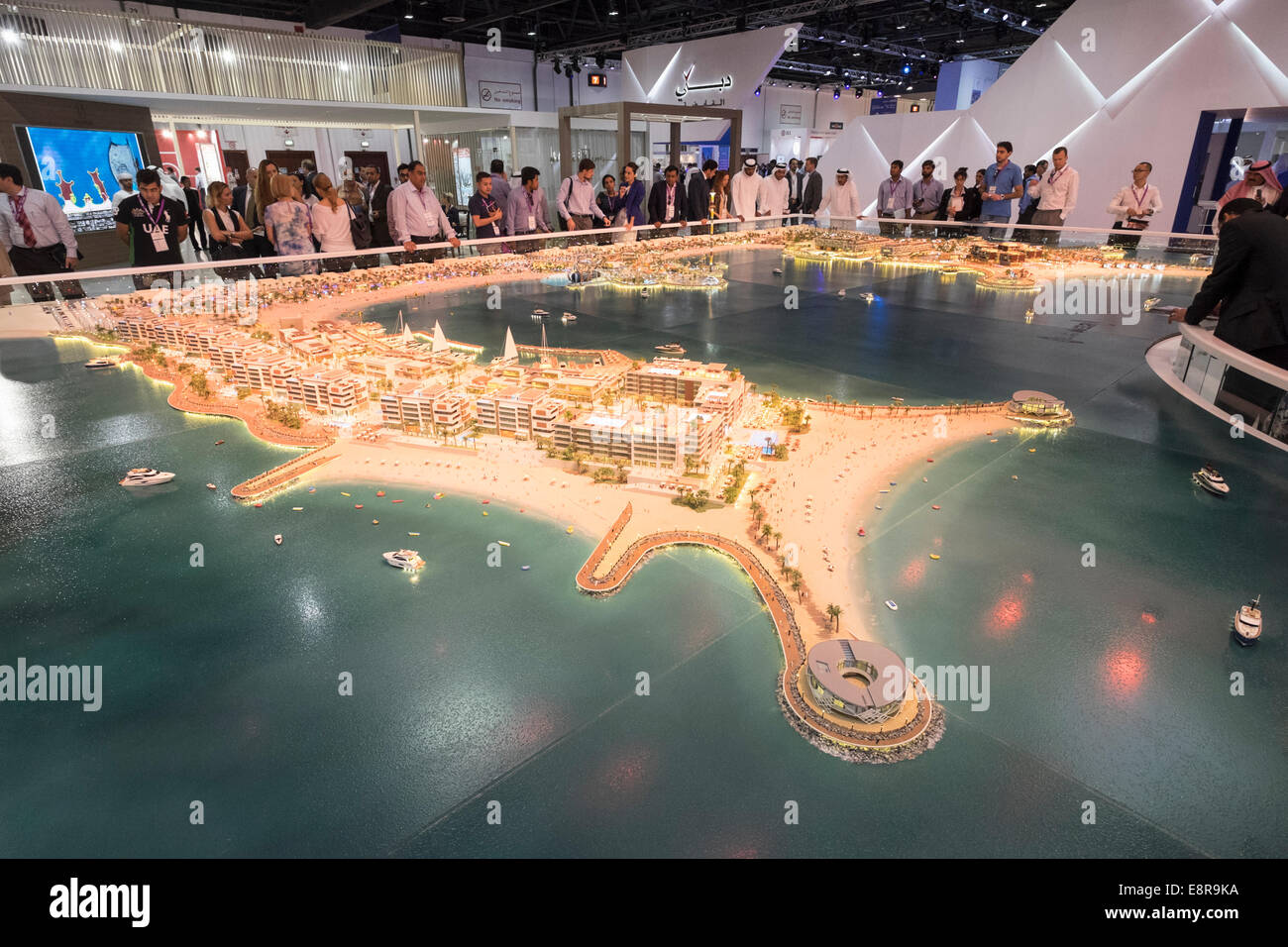 Model of new luxury property development La Mer in Dubai by developer Meraas at property trade fair in Dubai United Arab Emirate Stock Photo