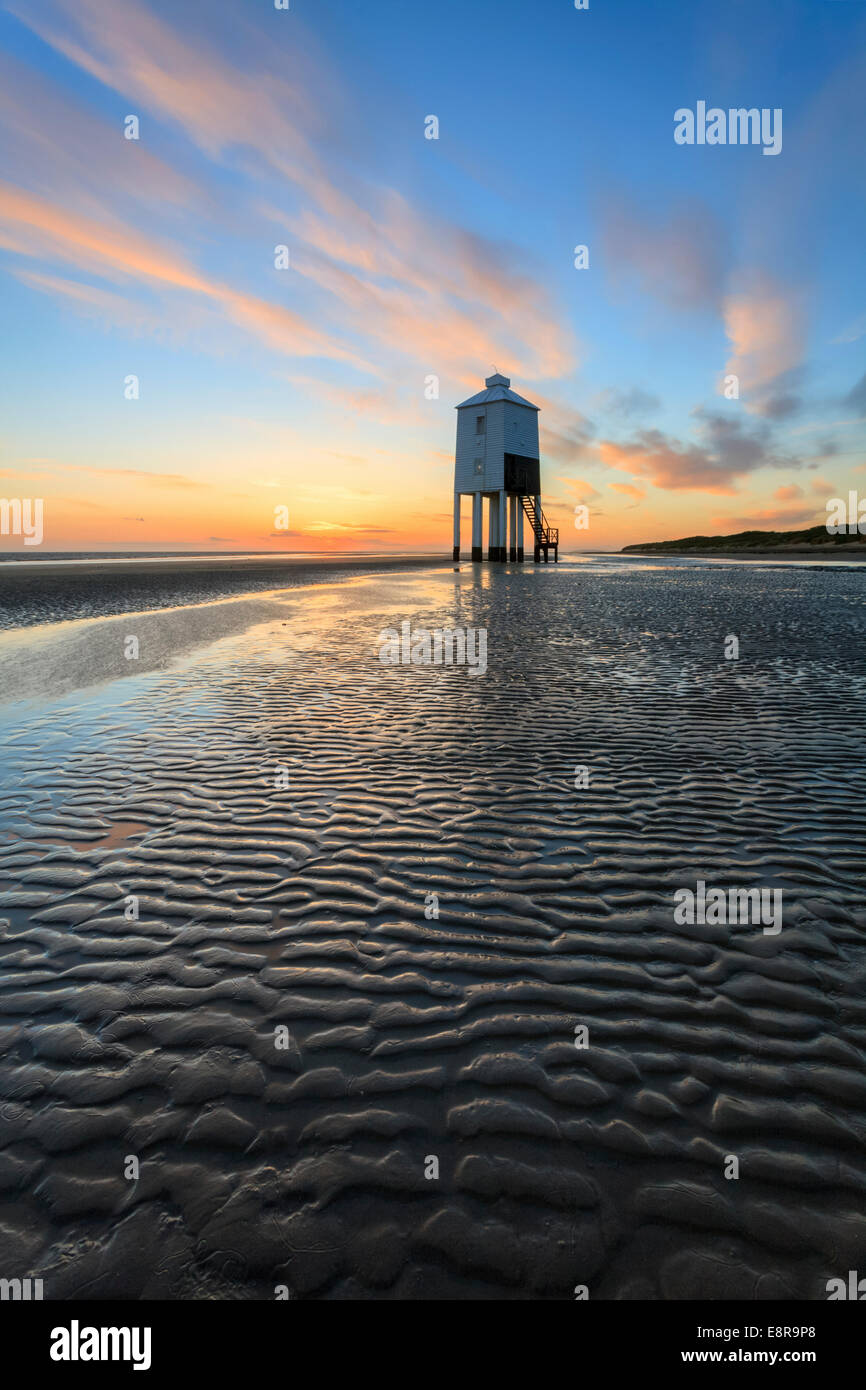 Sunset at Burnham-on-sea Lighthouse Stock Photo