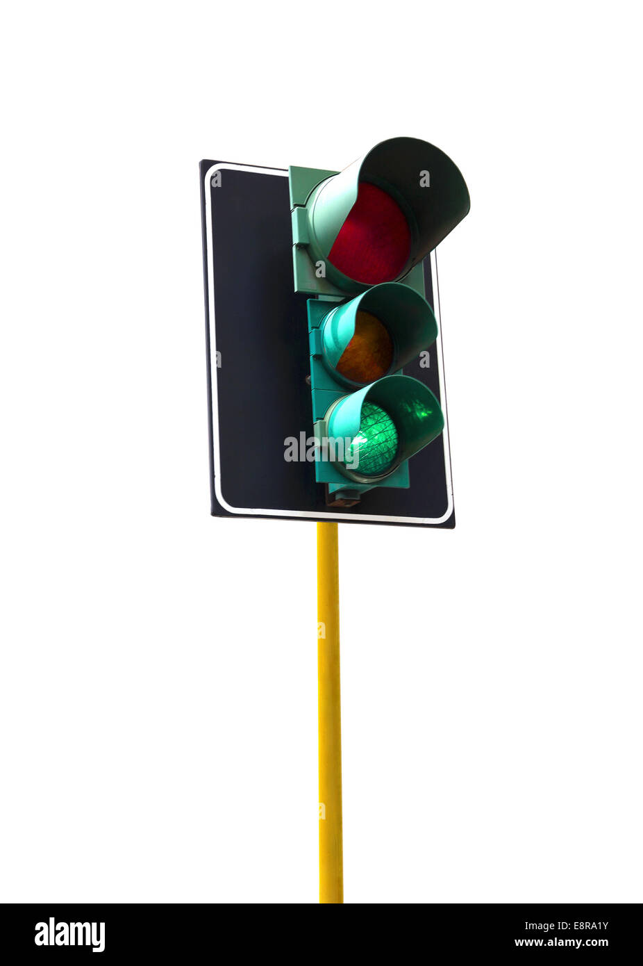 Traffic light isolated on white background is lit green Stock Photo - Alamy