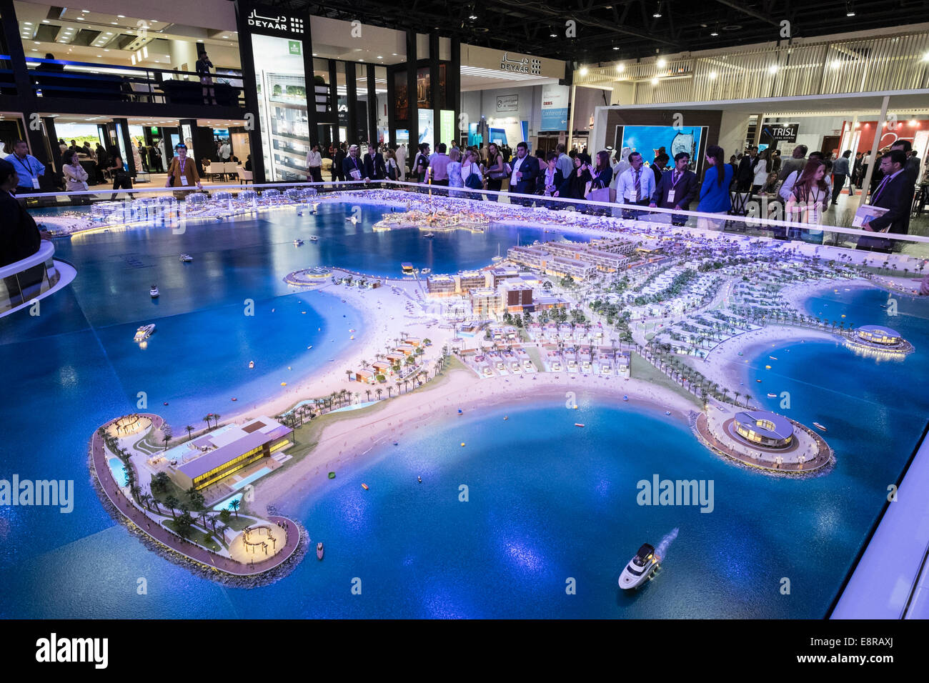 Model of new luxury property development La Mer in Dubai by developer Meraas at property trade fair in Dubai United Arab Emirate Stock Photo