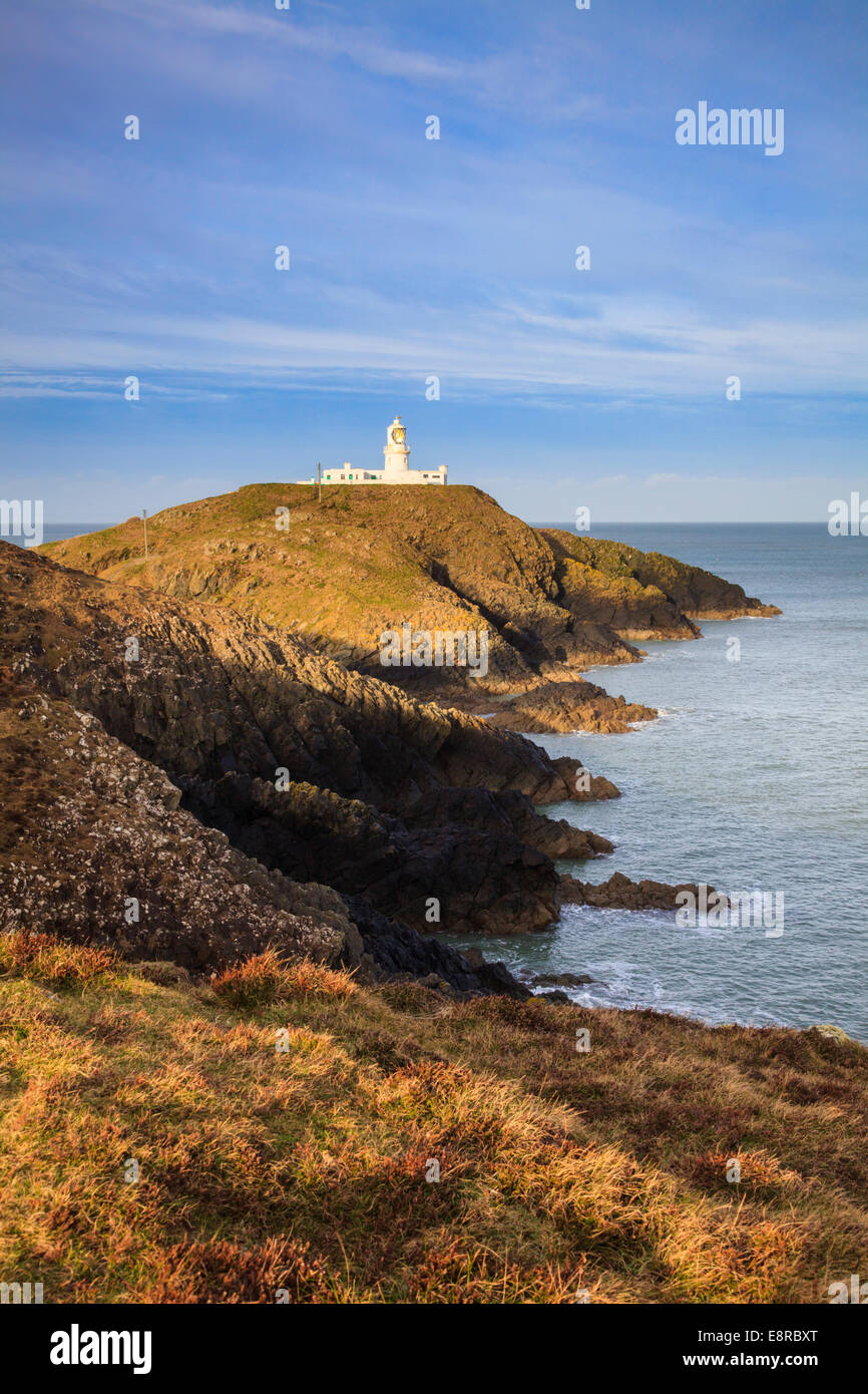 The lighthouse on Strumble Head in the Pembrokeshire Coast National Park. Stock Photo