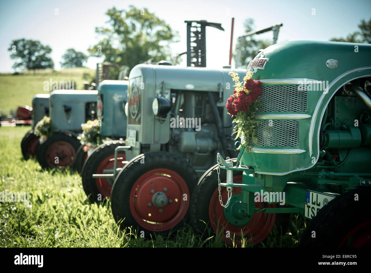 Classic Tractor Rallye at Bavaria, Germany Stock Photo