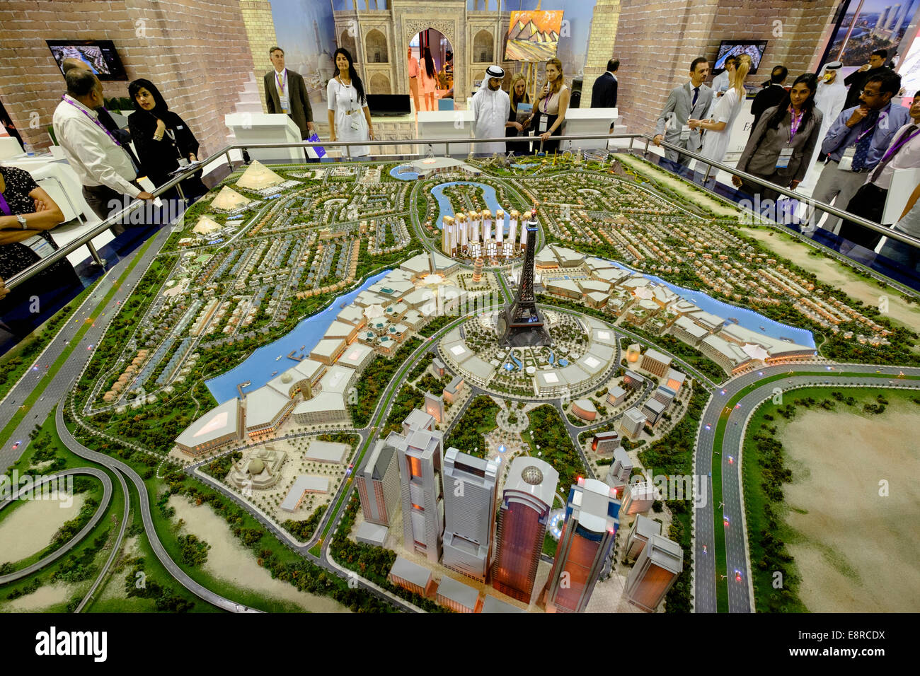 Model of new luxury property development at Falconcity of Wonders at property trade fair in Dubai United Arab Emirates Stock Photo