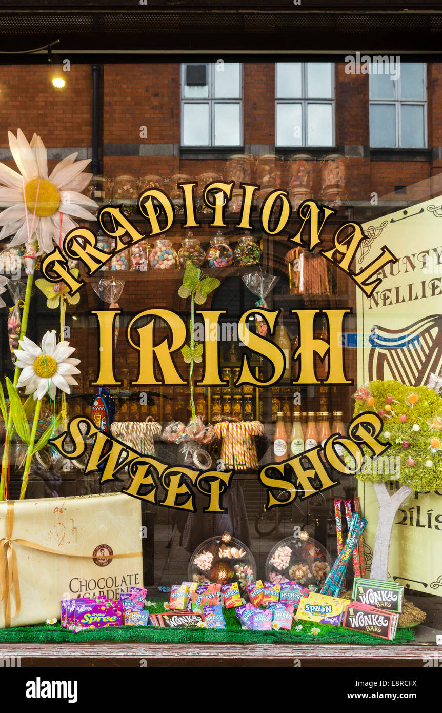 Aunty Nellie's Traditional Irish Sweet Shop on Temple Bar in the city centre, Dublin City, Republic of Ireland Stock Photo
