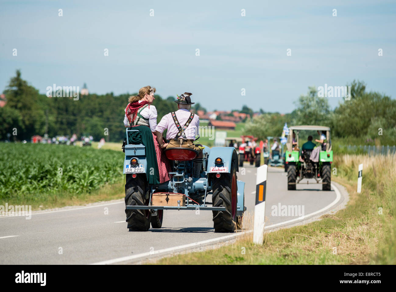 Classic Tractor Rallye at Bavaria, Germany Stock Photo