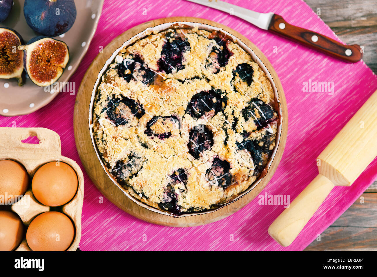 Freshly baked homemade fig pie with figs Stock Photo Alamy