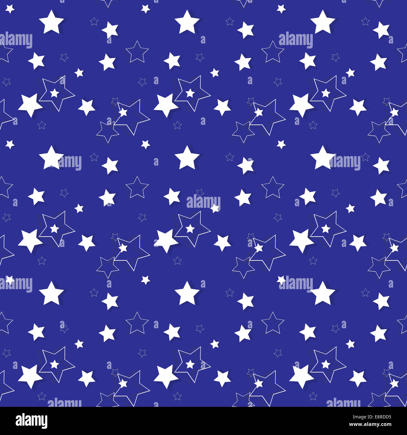 White Stars on a Blue Background. Seamless Pattern. Vector Illus Stock ...