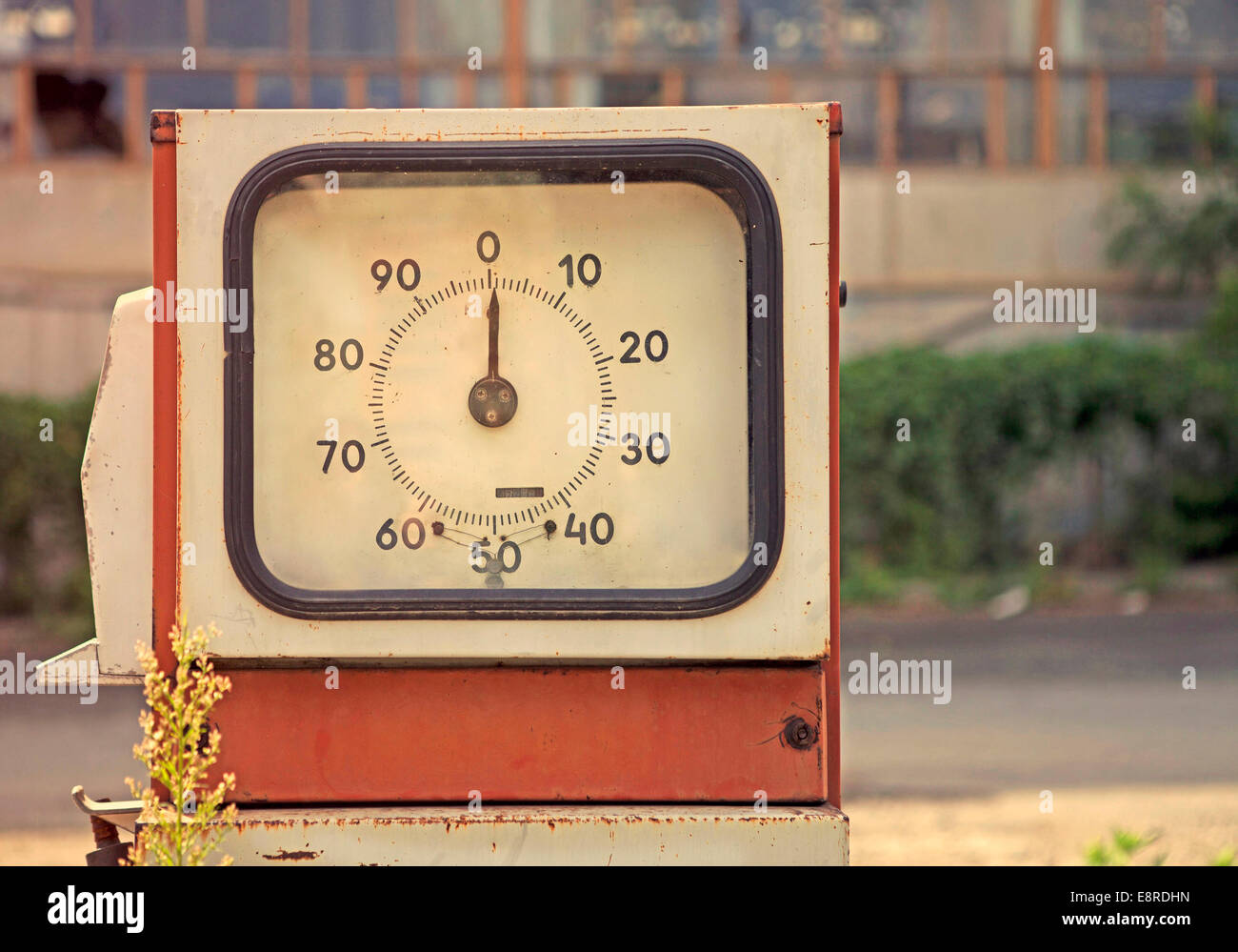 Damaged gas station close up in retro style Stock Photo Alamy