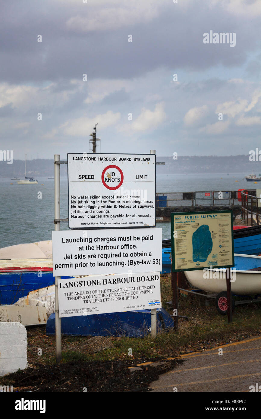 Langstone harbour board bylaws noticeboard. Stock Photo