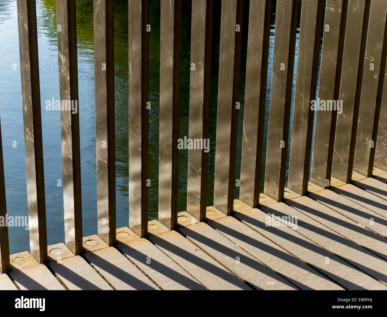 Europe, UK, England, London, Kew Gardens lake bridge bars Stock Photo