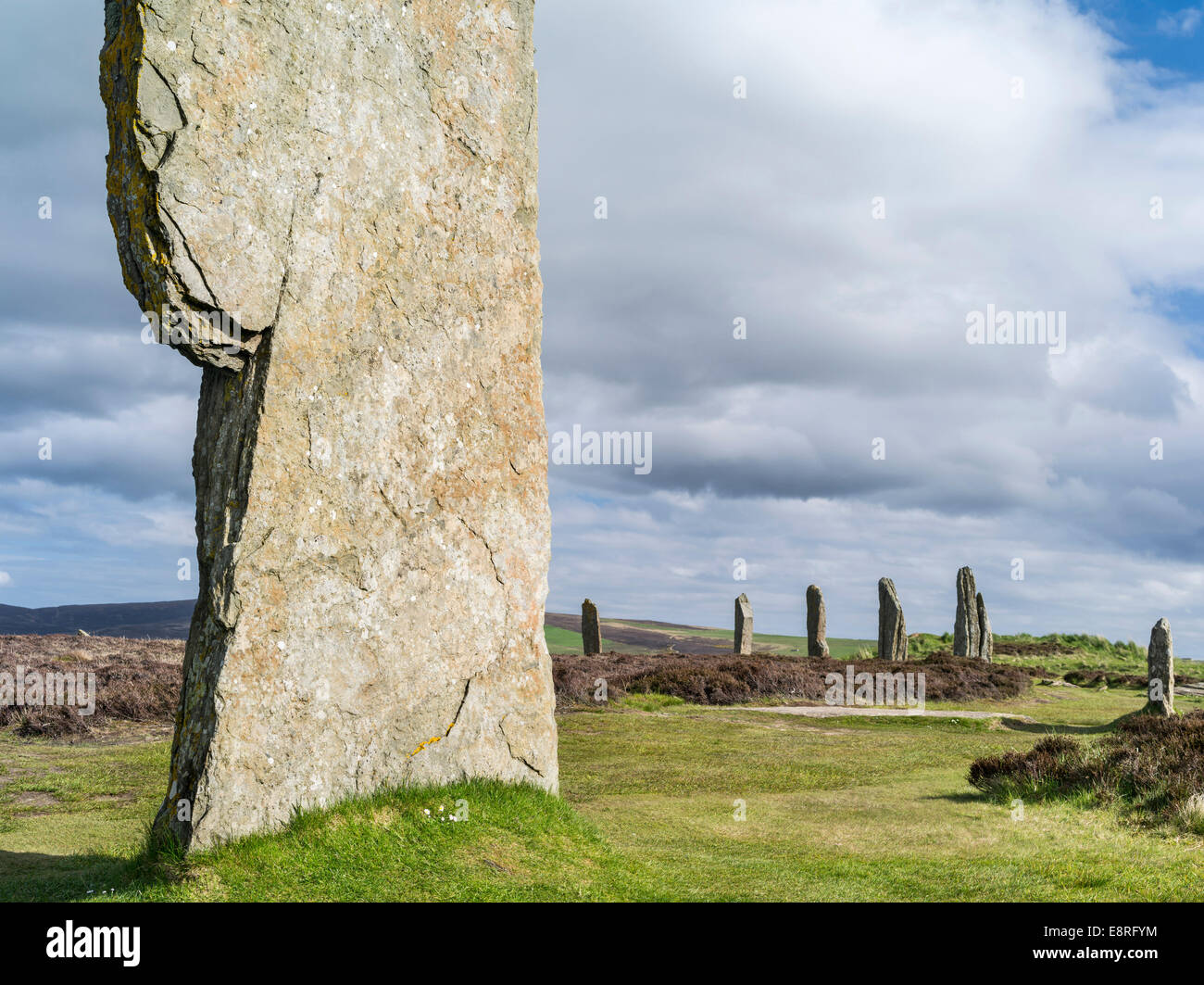 Ring of Brodgar, a UNESCO World Heritage Site, Neolithic henge monument and stone circle. Orkney islands, Scotland. Stock Photo