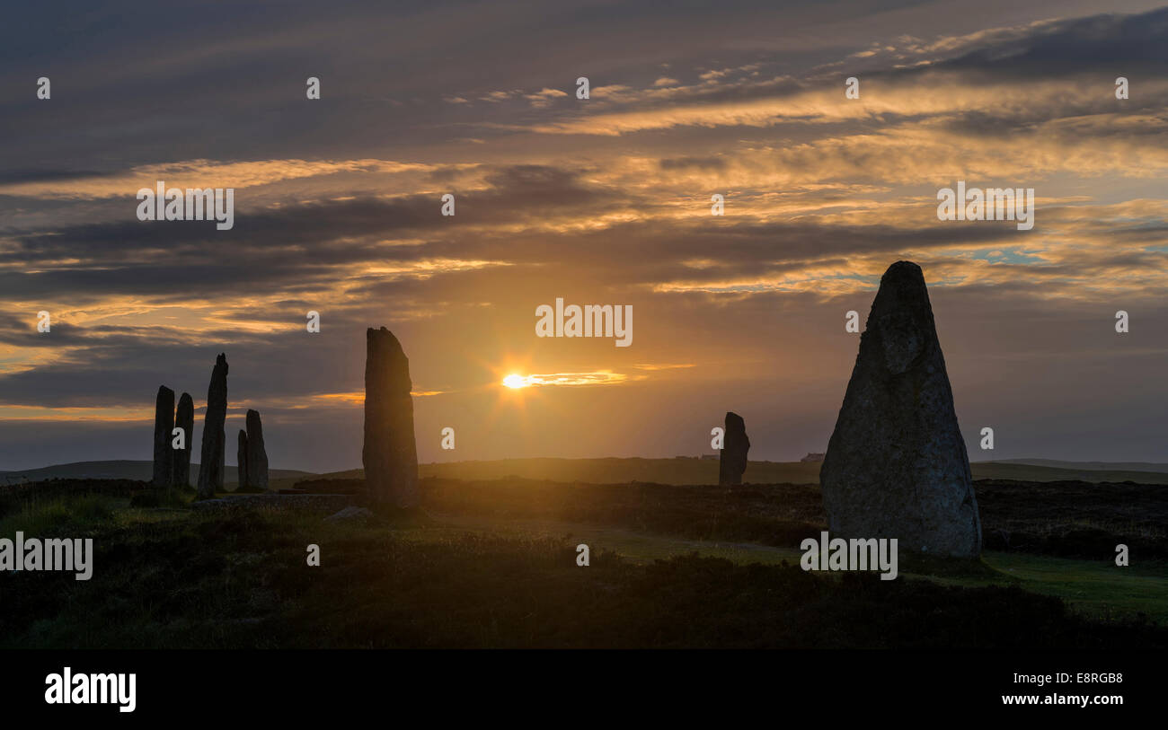 Ring of Brodgar, a UNESCO World Heritage Site, Neolithic henge monument and stone circle Orkney islands, Scotland. Stock Photo