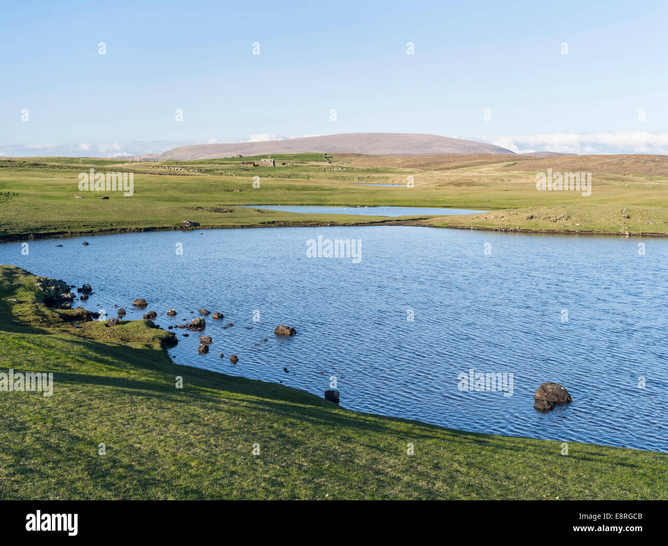 Landscape in Northmavine, Ronas Hill, the highest mountain in the Shetland islands, Scotland. Stock Photo