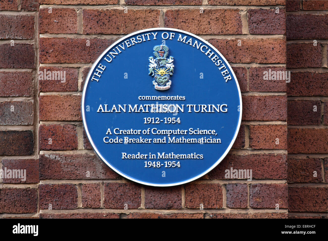 Blue plaque for Alan Turing, Coupland Street, Manchester Stock Photo