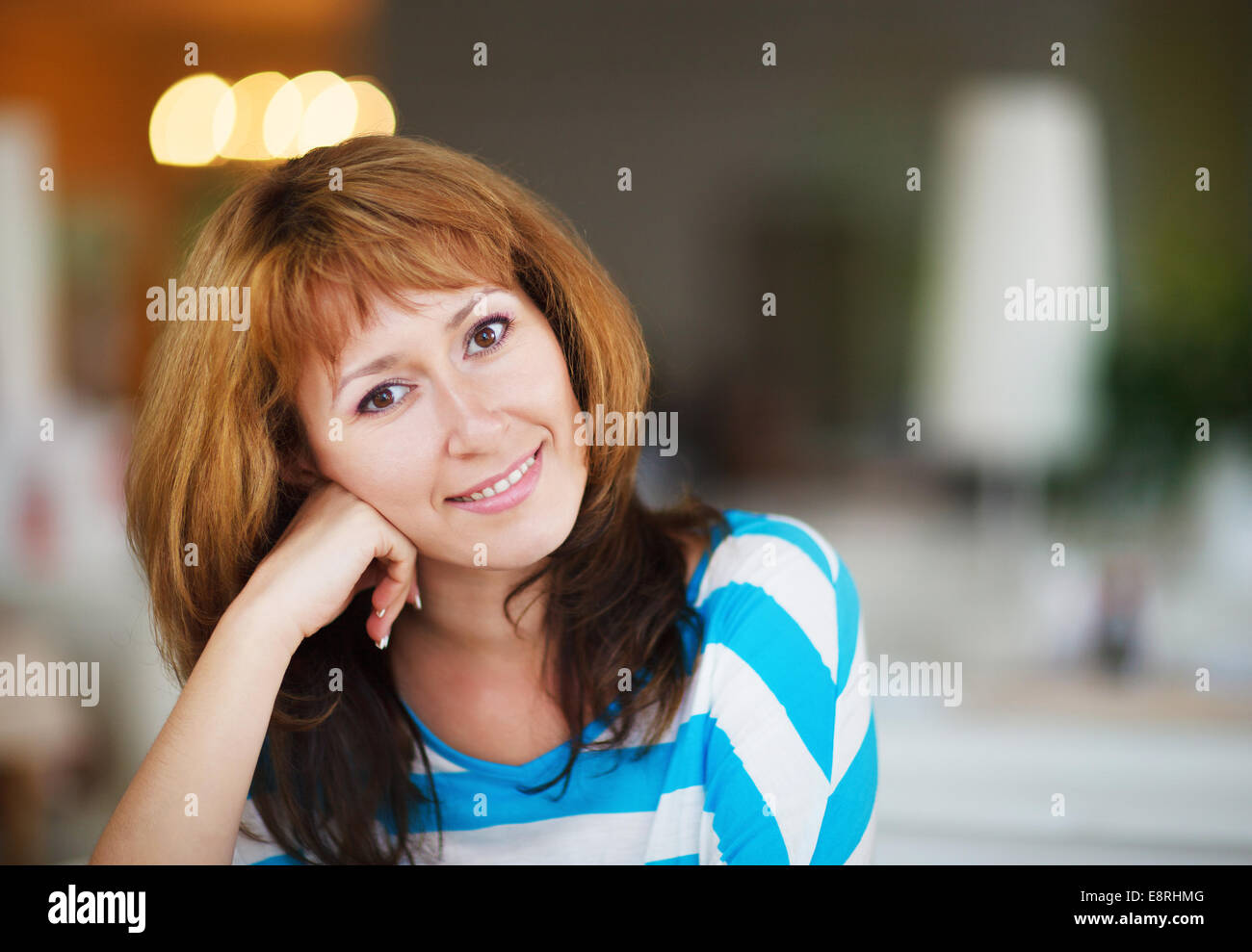 Portrait of pretty woman. Indoors portrait Stock Photo - Alamy