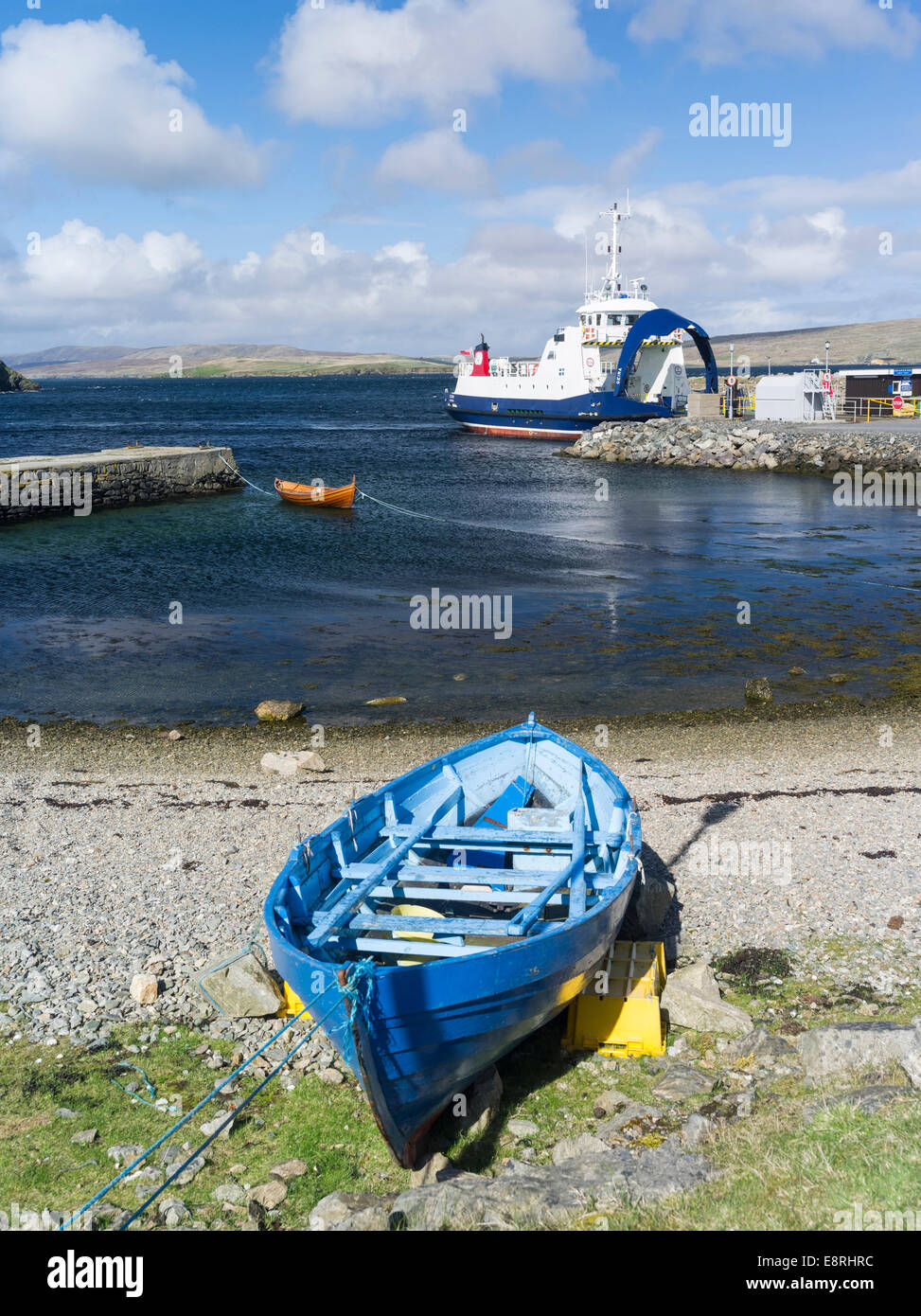Yell island, ferry at Gutcher, connects Yell with Unst and Fetlar, Shetland islands, Scotland. Stock Photo