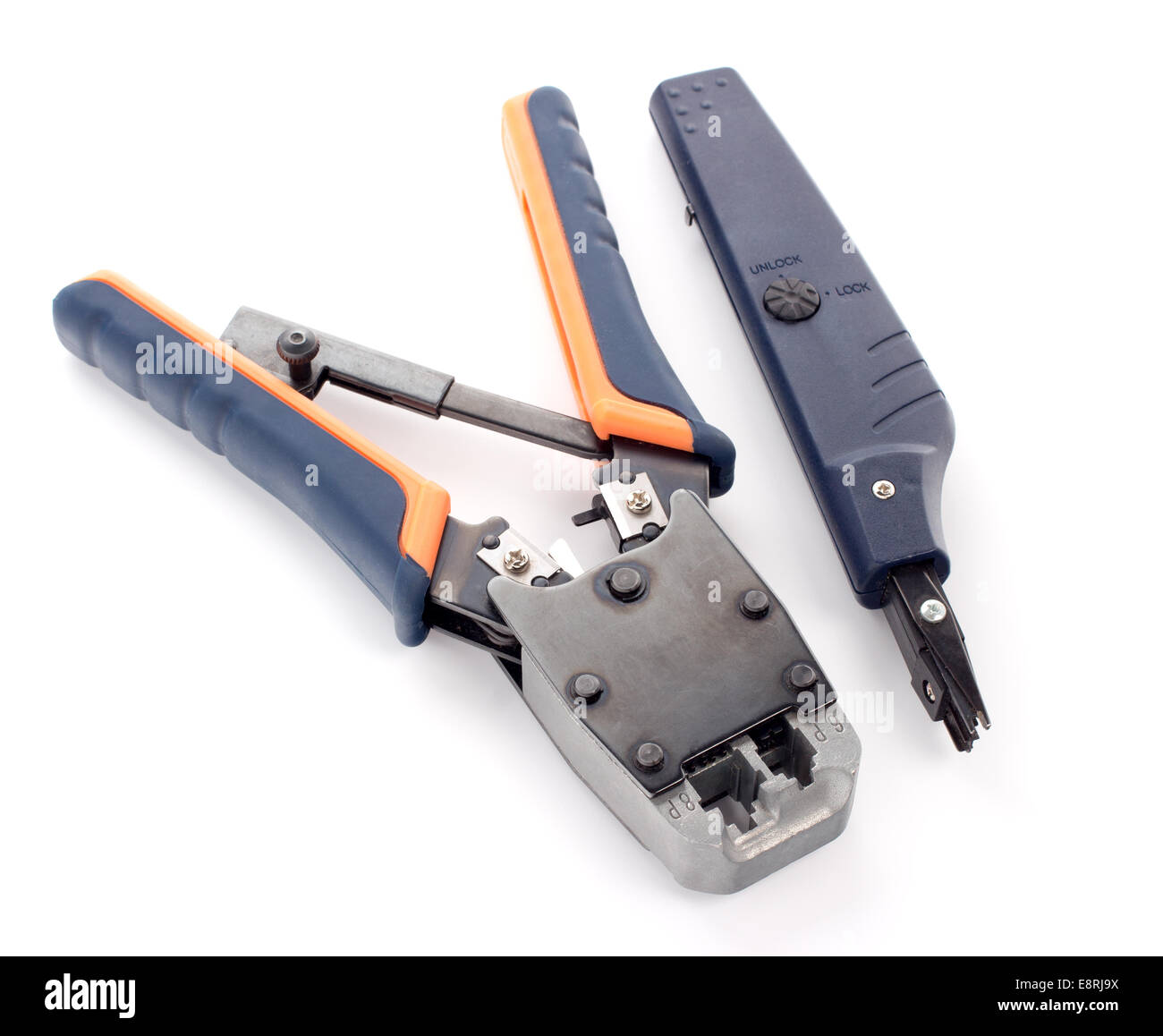 Crimping tool for twisted pair on a white background, isolated Stock Photo