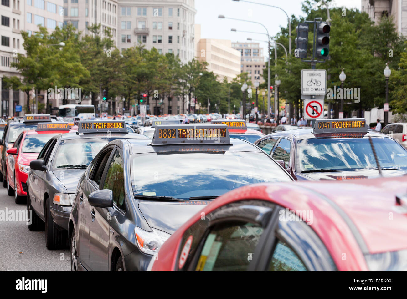 Taxis blocking traffic during taxi strike in front of District of ...