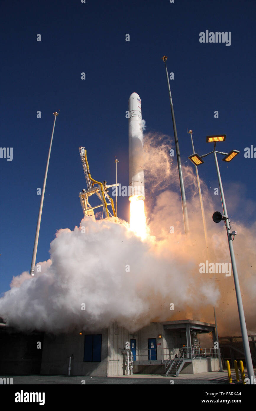 WALLOPS ISLAND, Va.--NASA commercial space partner Orbital Sciences Corporation launched its Antares rocket at 5 p.m. EDT, Sunda Stock Photo