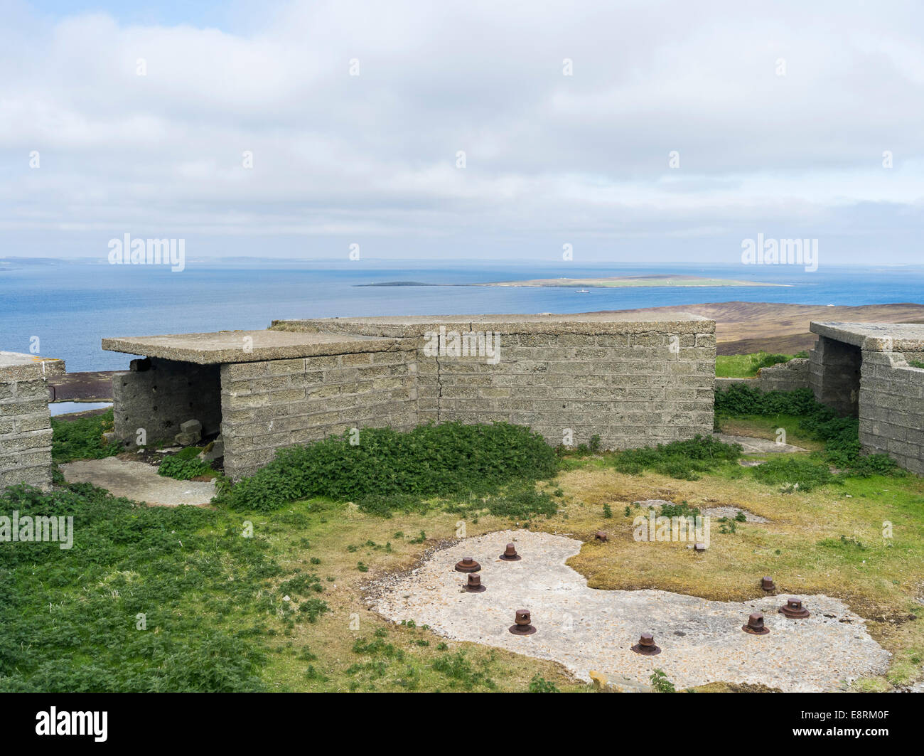 Abandoned WWII air defenses near Scud Haed overlooking Scapa Flow, Hoy island, Orkney islands, Scotland. Stock Photo