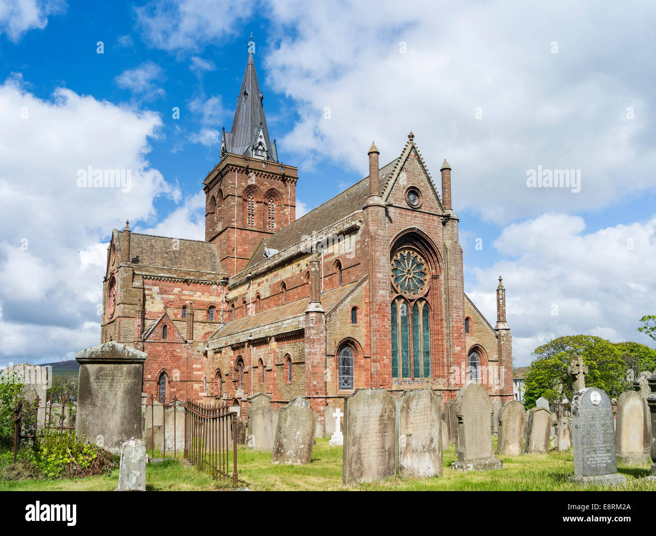 St. Magnus Cathedral, famous for its use of different colored stones. Kirkwall, Orkney islands, Scotland. Stock Photo