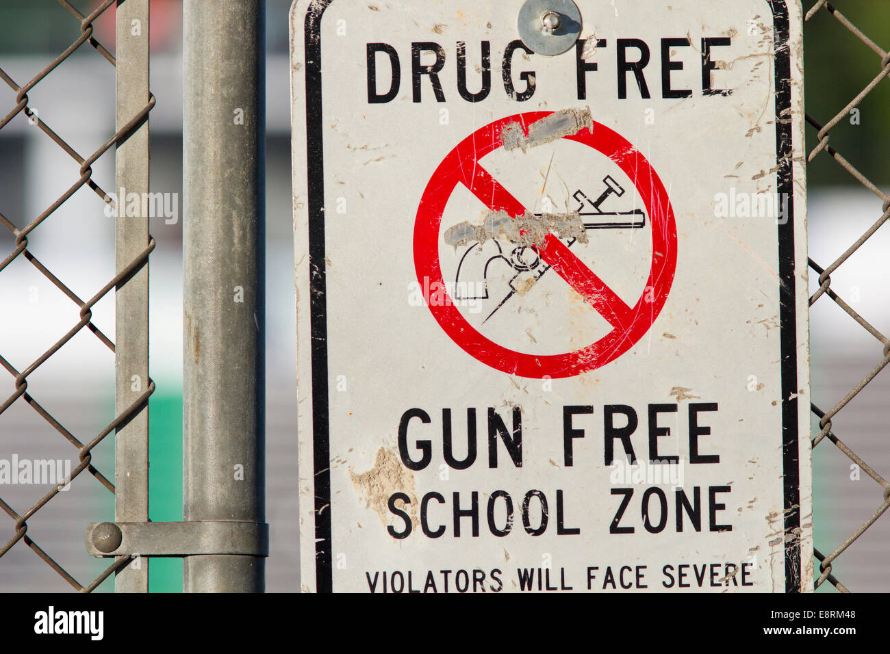 Drug free gun free sign Stock Photo