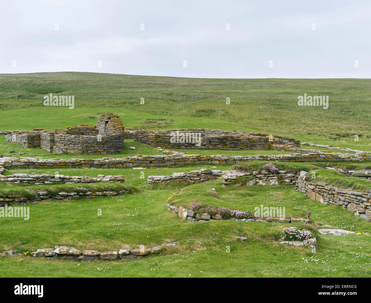 Brough of Birsay with the ruins of a Pictish and Viking settlement, Historic Northern isles, Orkney islands, Scotland. Stock Photo