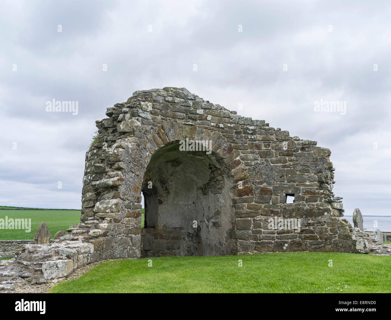 Orphir Round Church, the only remaining round church on Orkney, Orkney islands, Scotland. (Large format sizes available) Stock Photo