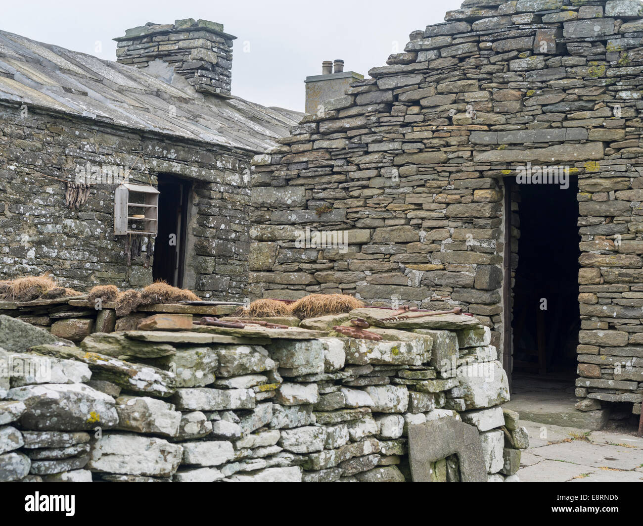 Corrigall Farm Museum in Harray on, in a condition dating back to the 19th century, Orkney islands, Scotland. Stock Photo