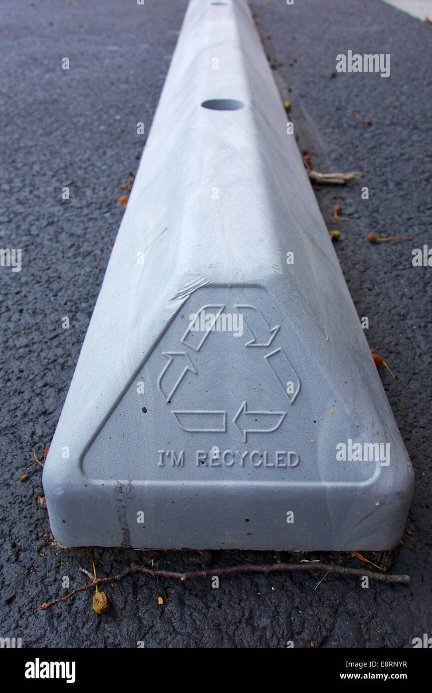 Parking lot bumper stop made of recycled plastic Stock Photo Alamy