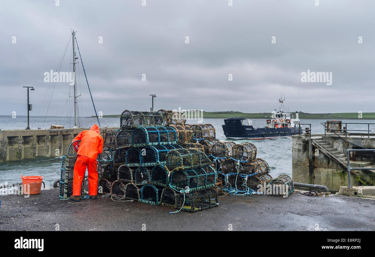 Landscape on Rousay island during rain and storm, Orkney islands ...