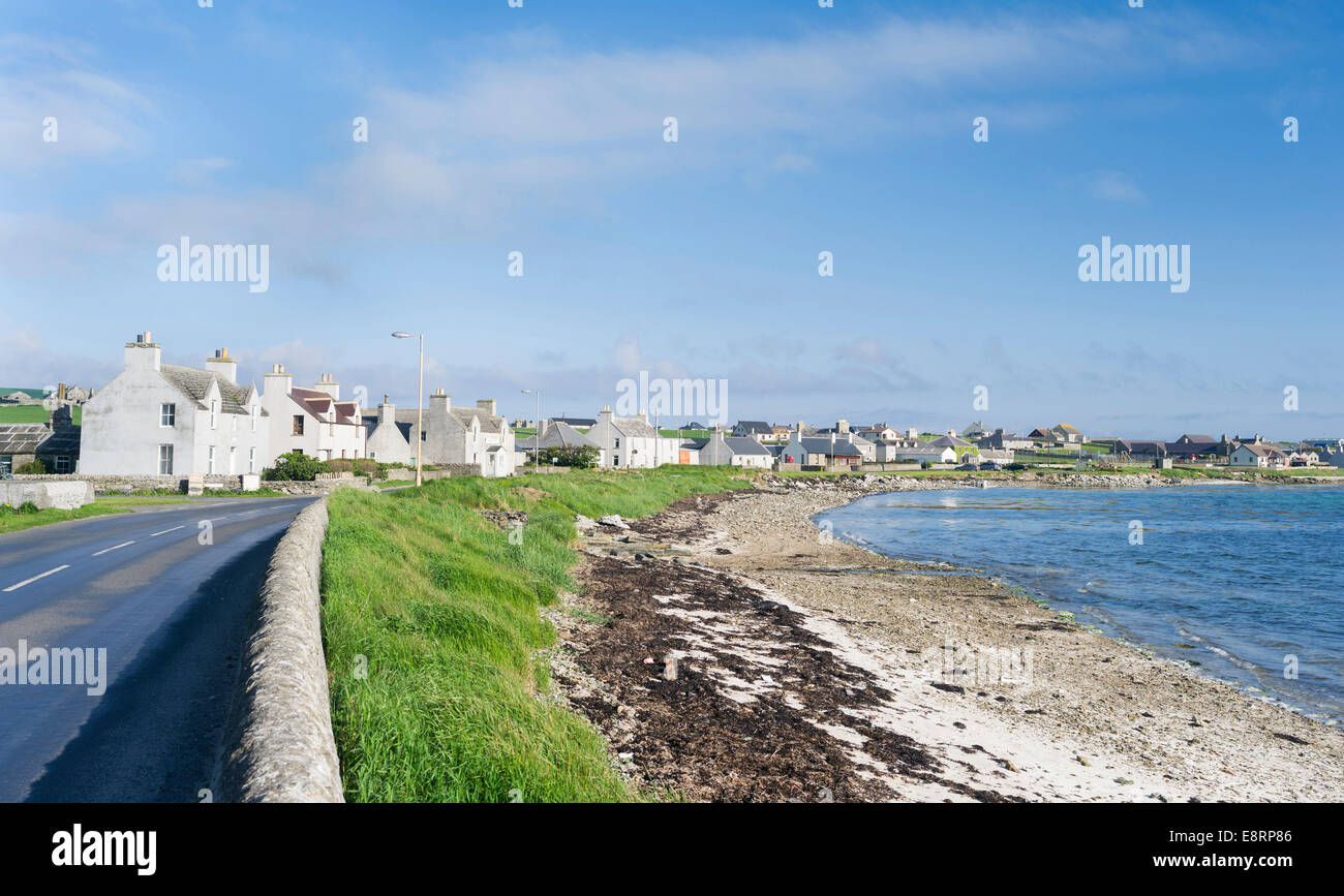 Pierowall, the main village on Westray, a small island in the Orkney archipelago, Orkney islands, Scotland. Stock Photo