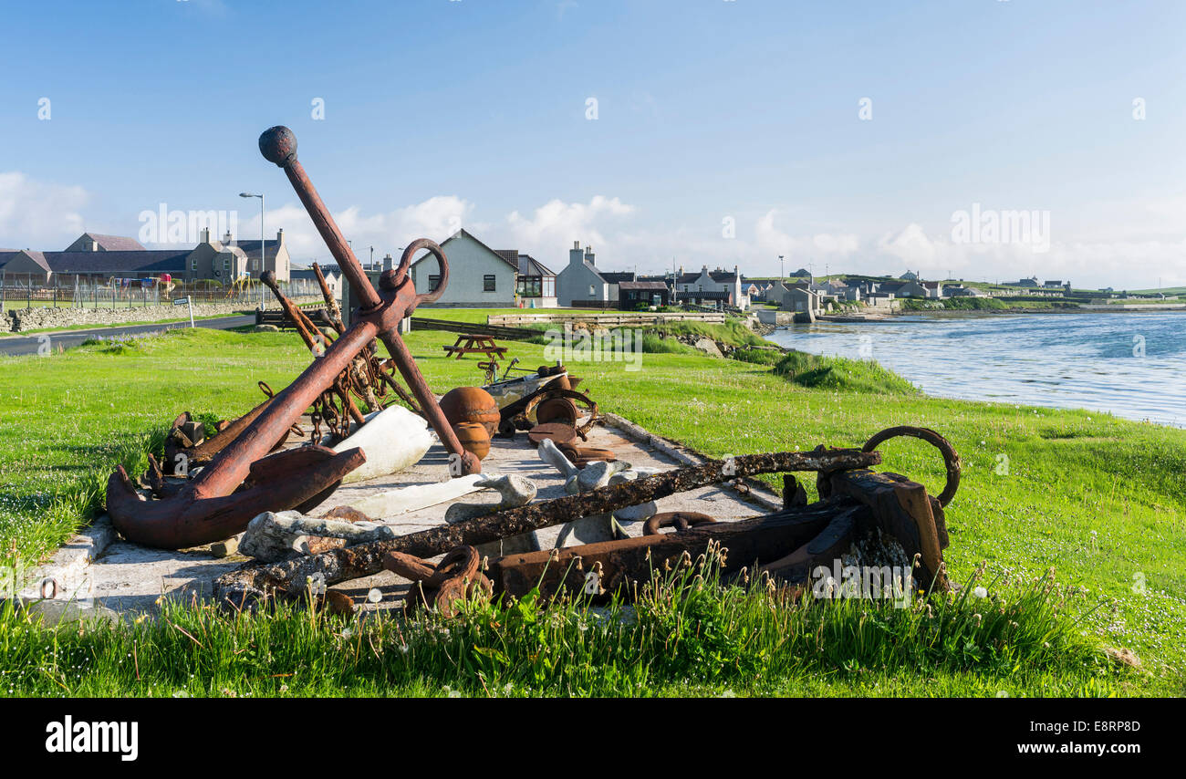 Pierowall, the main village on Westray, a small island in the Orkney archipelago, Orkney islands, Scotland. Stock Photo