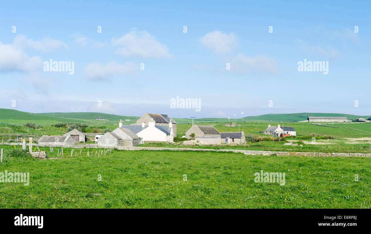 Pierowall, the main village on Westray, a small island in the Orkney archipelago, Orkney islands, Scotland. Stock Photo