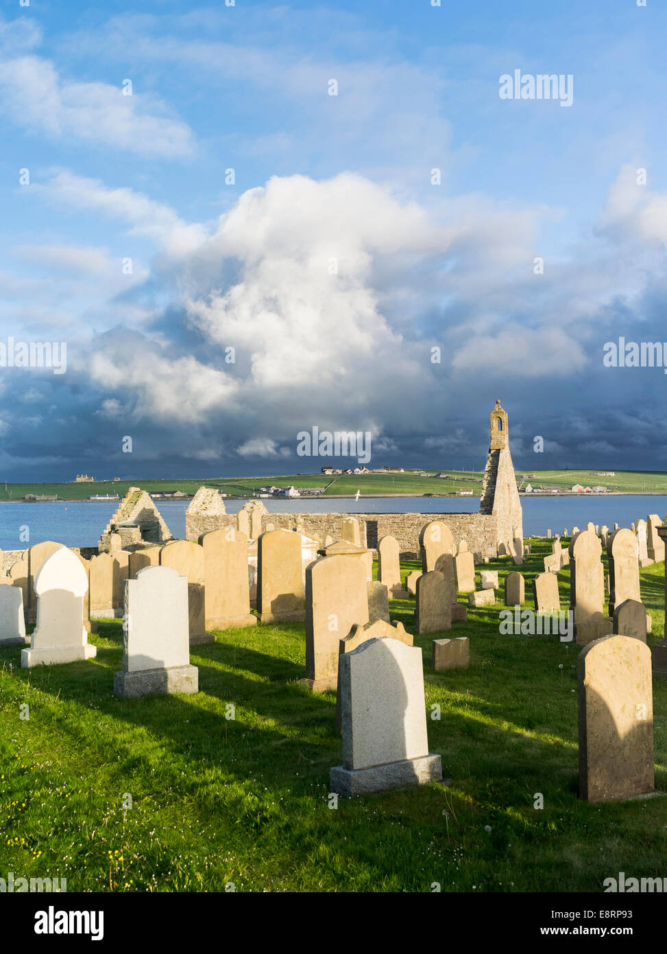 Pierowall village on Westray, St. Mary's Medieval Parish Church, Orkney islands, Scotland. (Large format sizes available) Stock Photo