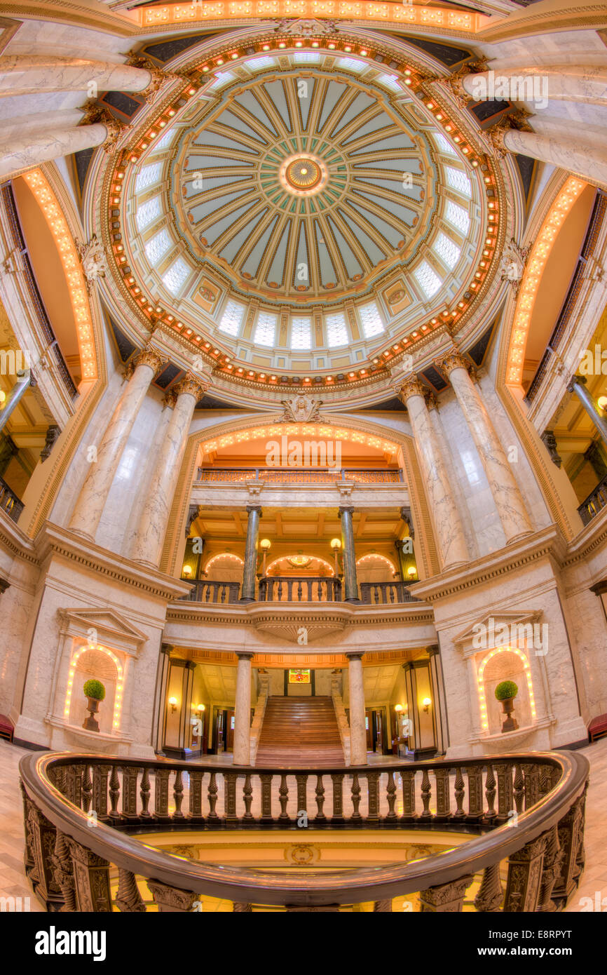 A view of the beautiful rotunda inside the Mississippi State Capitol in Jackson, Mississippi. Stock Photo