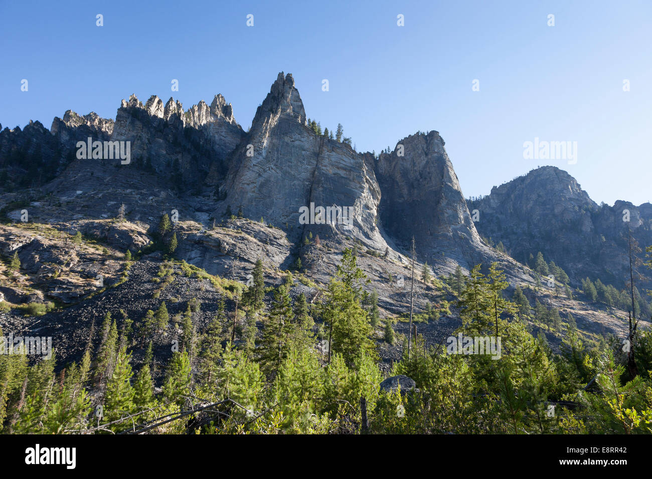 Rocky spires along Horsehead Arch along Blodgett Creek Trail Blodgett