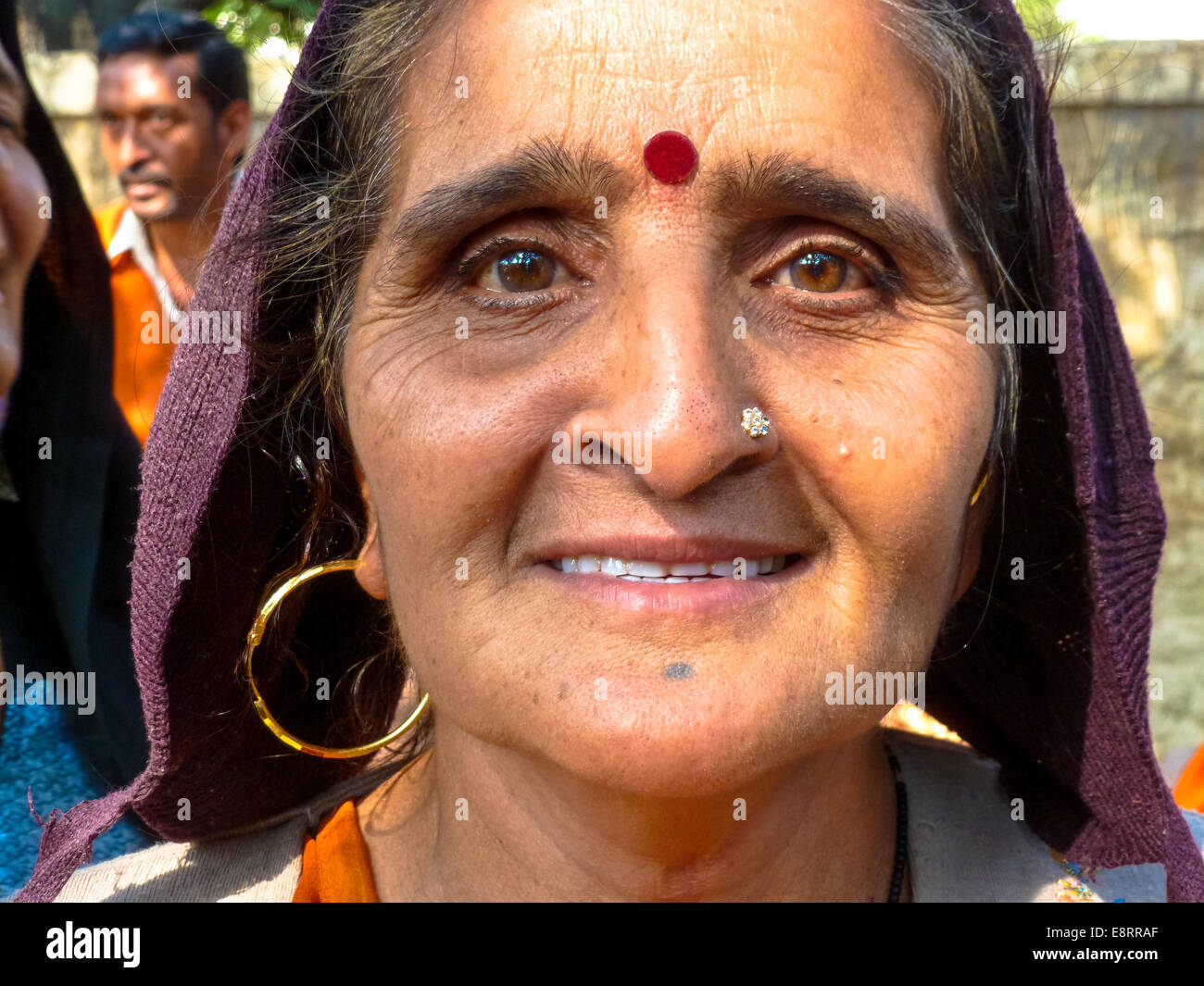 portrait of older woman in india Stock Photo - Alamy