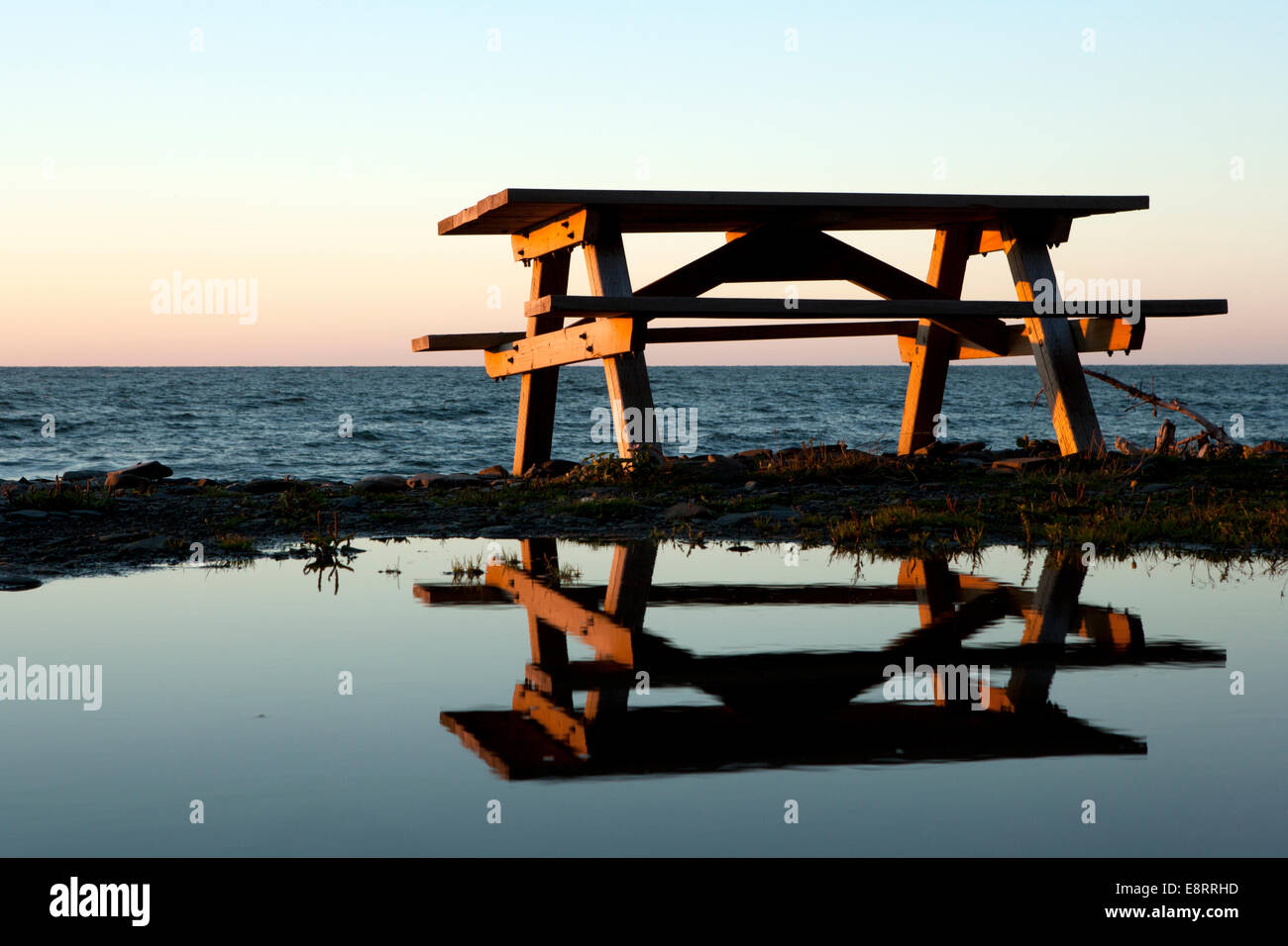 Picnic Table Reflection Cape Breton Highlands National Park Cape