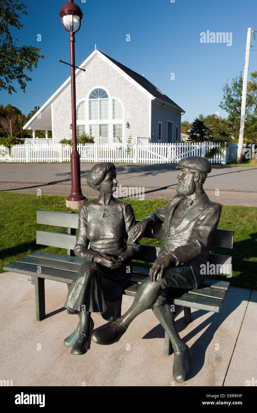 Statues of Mabel and Alexander Graham Bell in Baddeck, Cape Breton Island, Nova Scotia, Canada Stock Photo