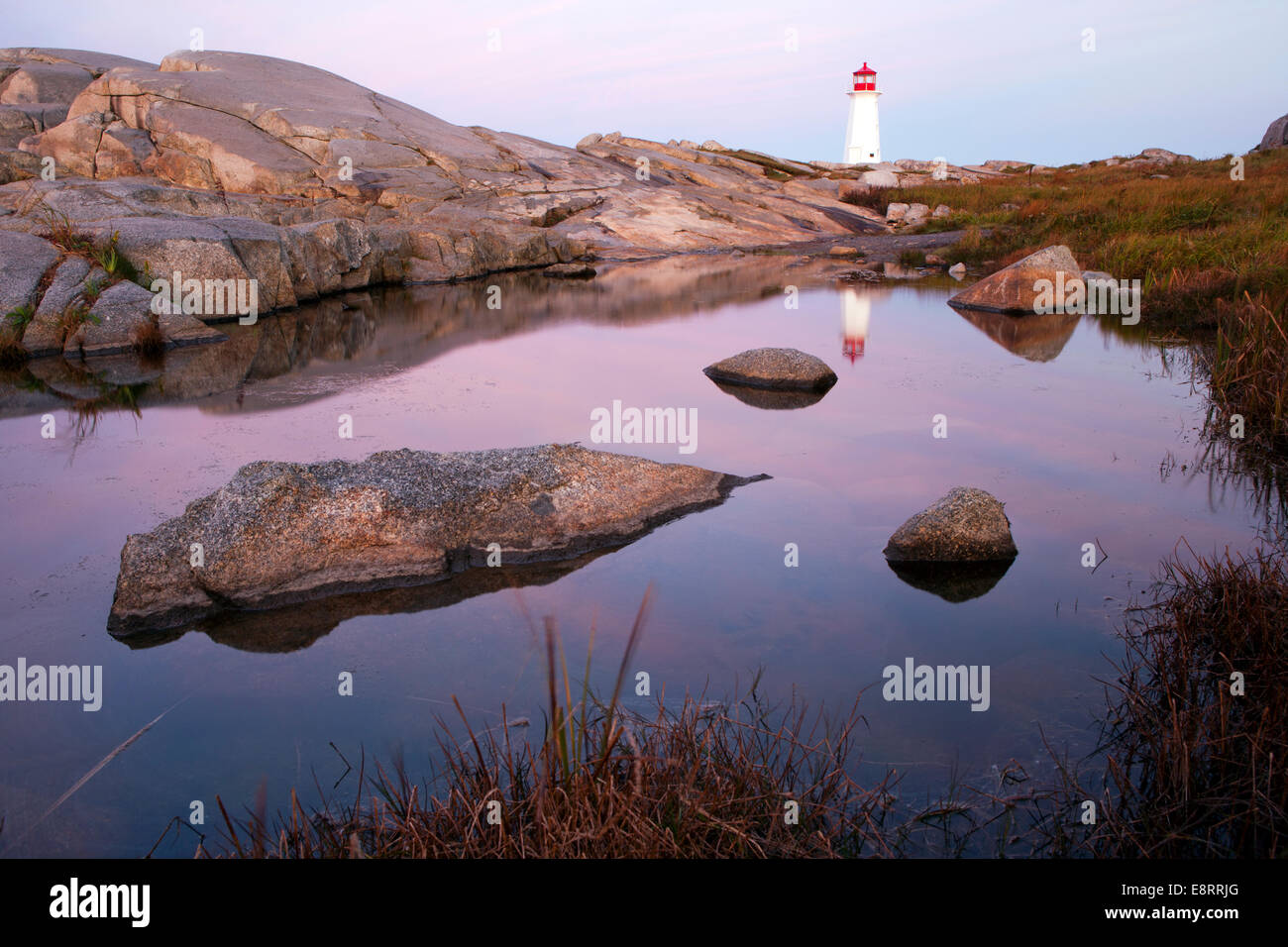 Peggy's Point Lighthouse - Peggy's Cove, Nova Scotia; Canada Stock Photo