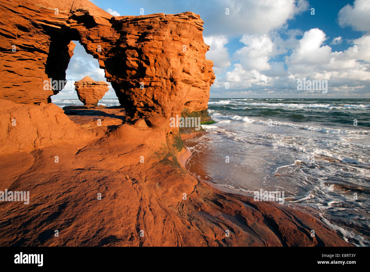 Sea Stacks at Thunder Cove Prince Edward Island, Canada Stock Photo