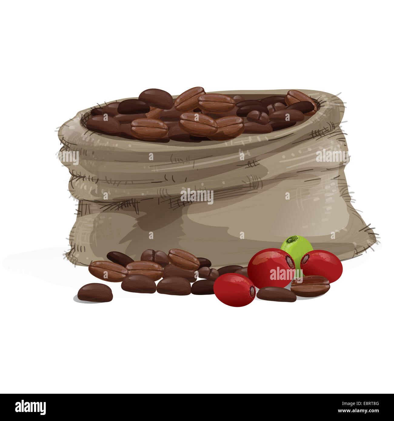 coffee beans in bag isolated on white background Stock Photo - Alamy